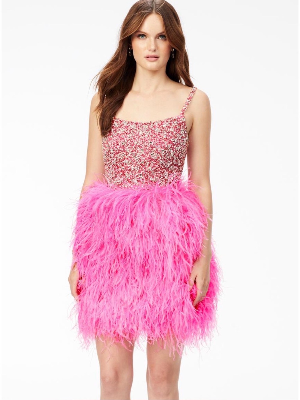 Laura Ashley Hot Pink Feather Mini Dress